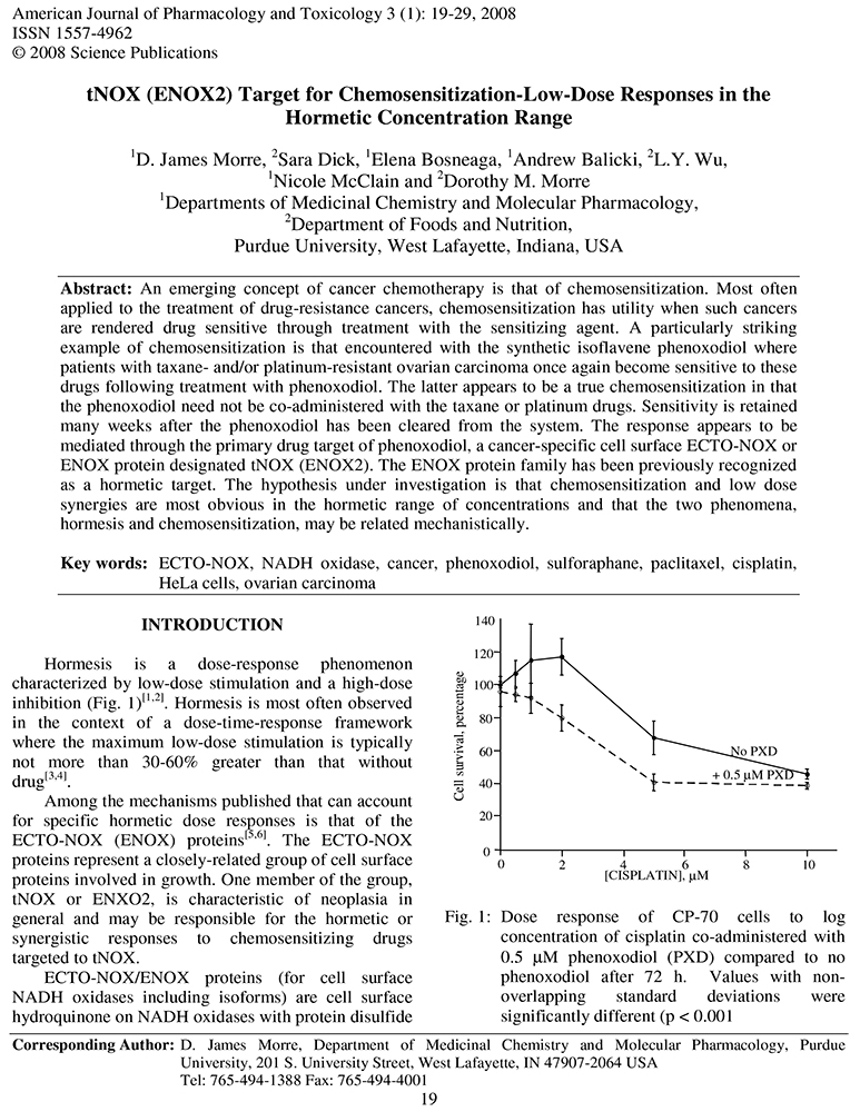 Image for ``tNOX (ENOX2) Target for Chemosensitization-Low-Dose Responses in the Hormetic Concentration Range``